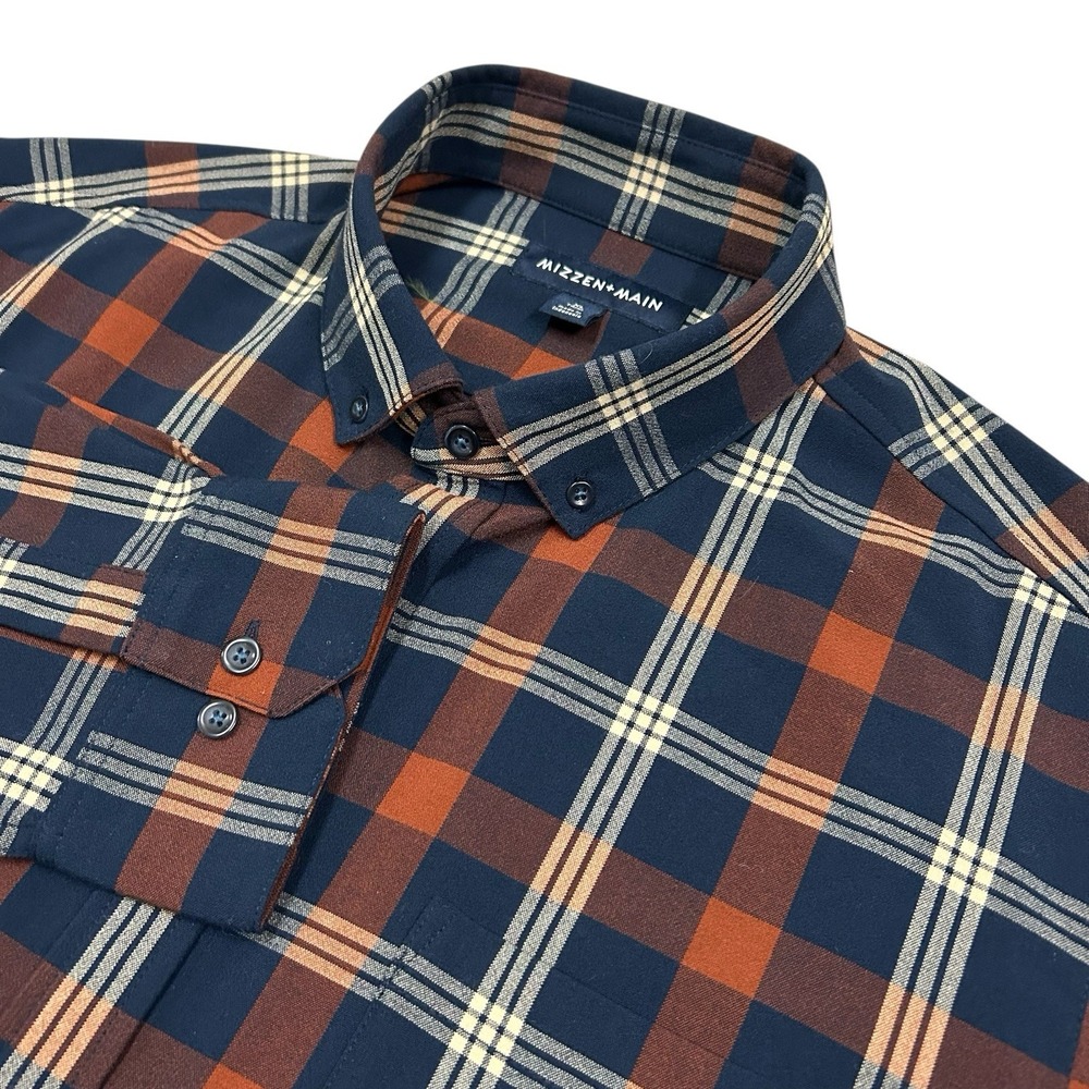 Mizzen Main City Flannel Shirt Mens XL Tim Button Down Long Sleeve Blue Plaid